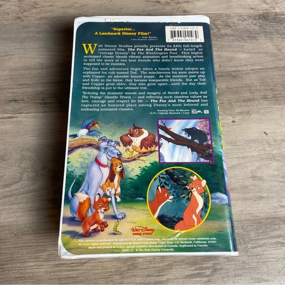 3 Black Diamond Disney VHS- Dumbo, the‎ Fox & the Hound & Rescuers Down Under - Picture 11 of 12